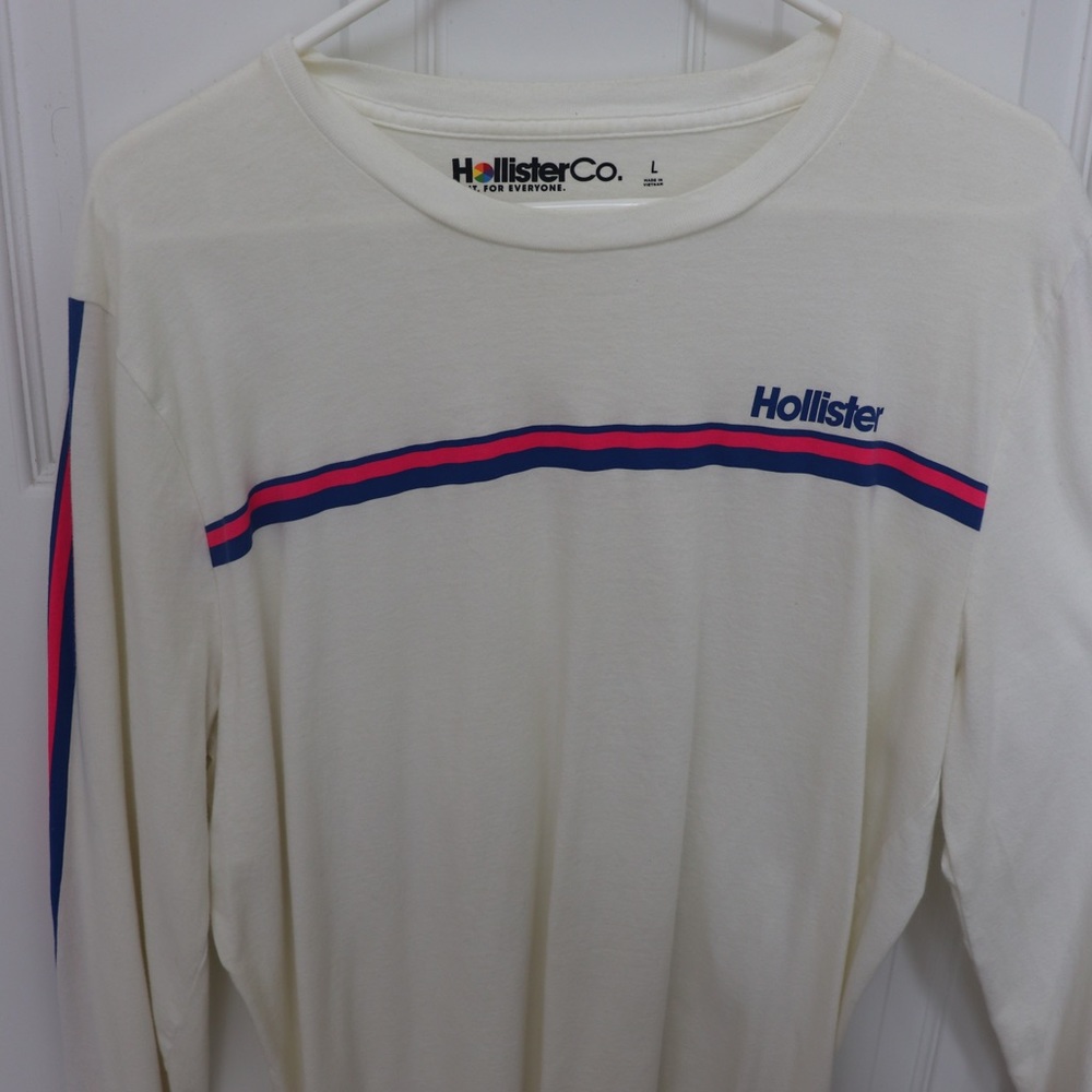 Hollister Striped Sleeve Mens L Long Sleeve T-Shirt